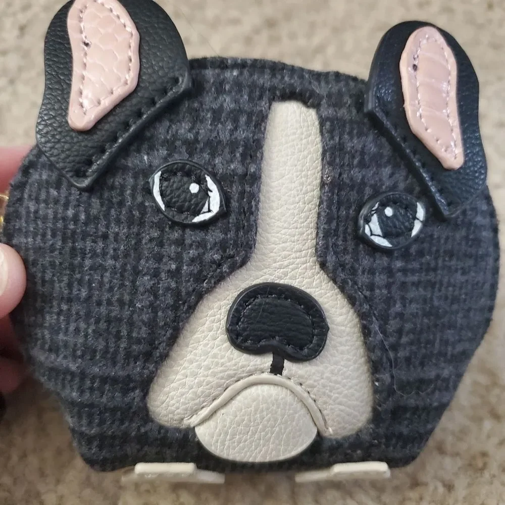 Black and gray puppy dog change purse coin purse